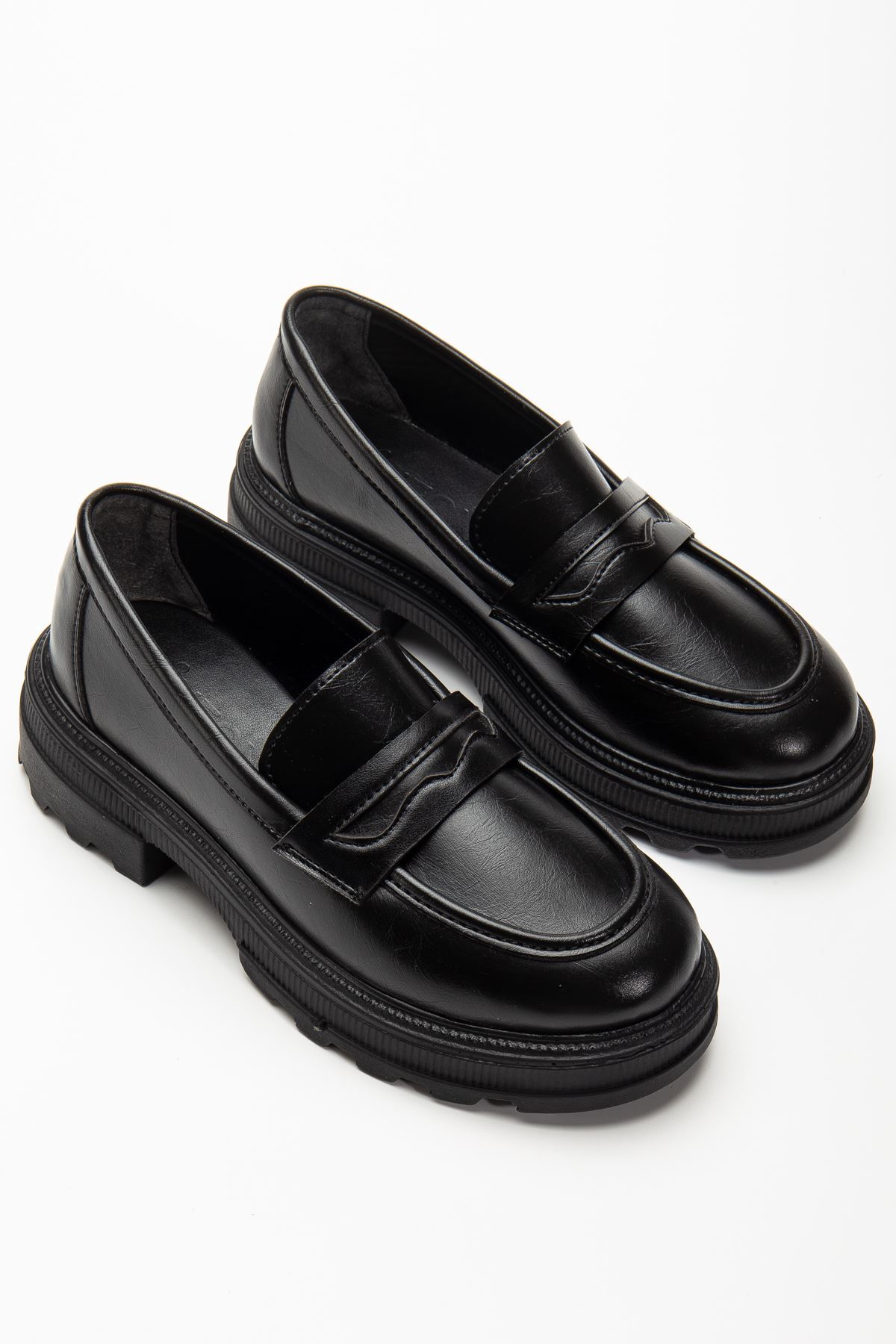infon shoes creation 746-759 Siyah Yanki Yüksek Tabanlı Loafer Ayakkabı görsel 4
