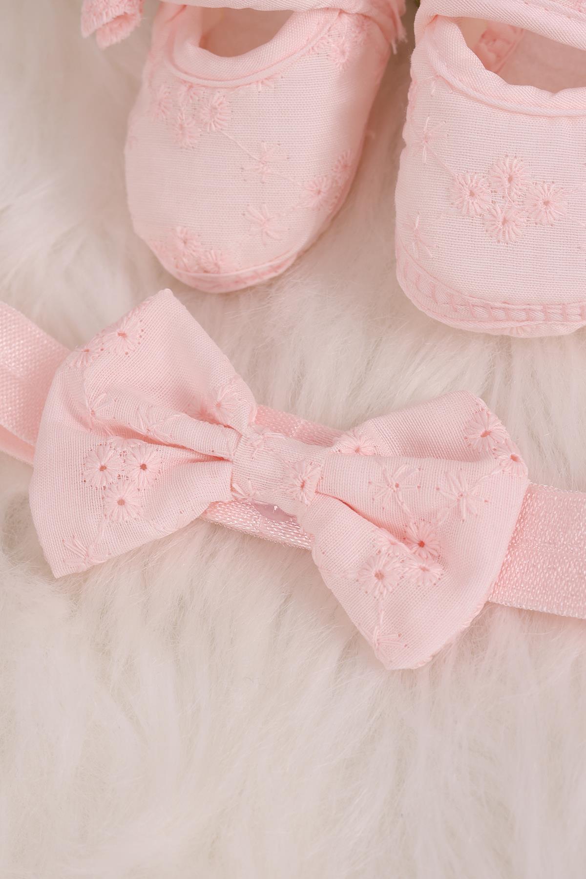 kidello Pembe Fistolu Kurdeleli Kız Bebek Patik Bandana Seti fotoğrafı 5 (önizleme)