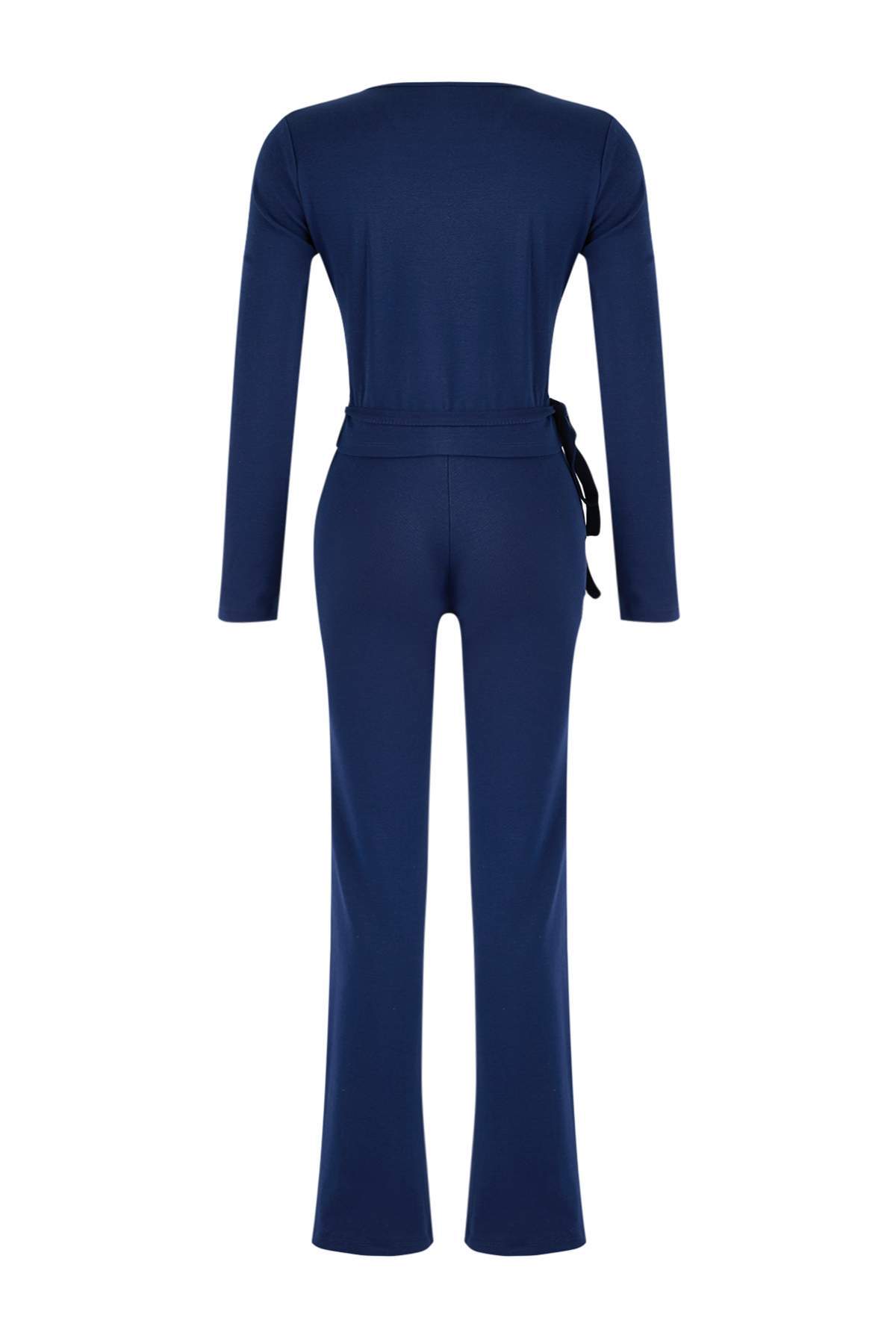 Trendyolmilla  Lacivert Kruvaze Kapama Vucüda Oturan Uzun Kollu Esnek Örme Alt-Üst Takım TWOAW26AU00029 - Görsel 7