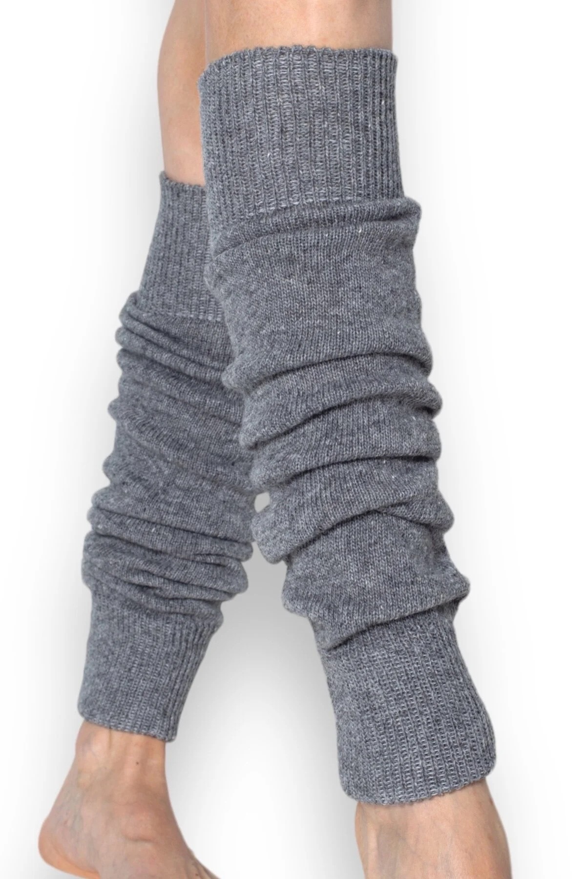 Nitesheys Doğal Yün Gri Kışlık Kadın Tozluk Ayaksız Yoga Çorabı