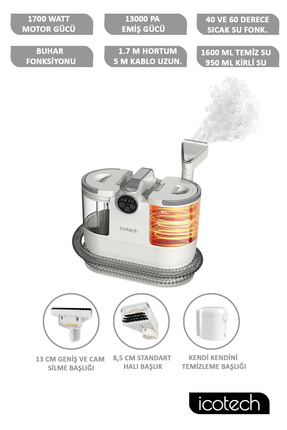icotech Sc50 Max Buharlı Halı Ve Koltuk Yıkama Cam Temizleme Makinesi
