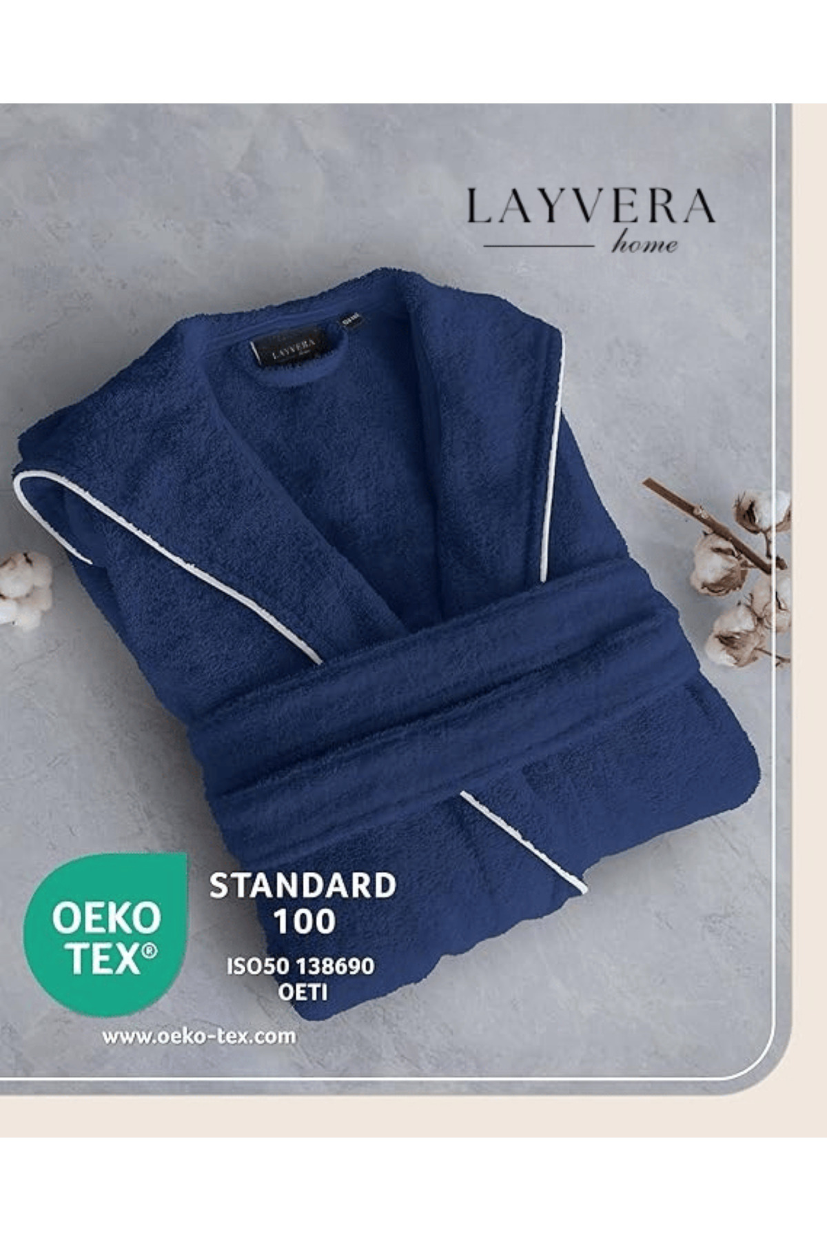 Layvera ÇOCUK BORNOZ | %100 Pamuklu-Lacivert-Yumuşak Doku-Kapüşonlu-Cepli-Biyeli