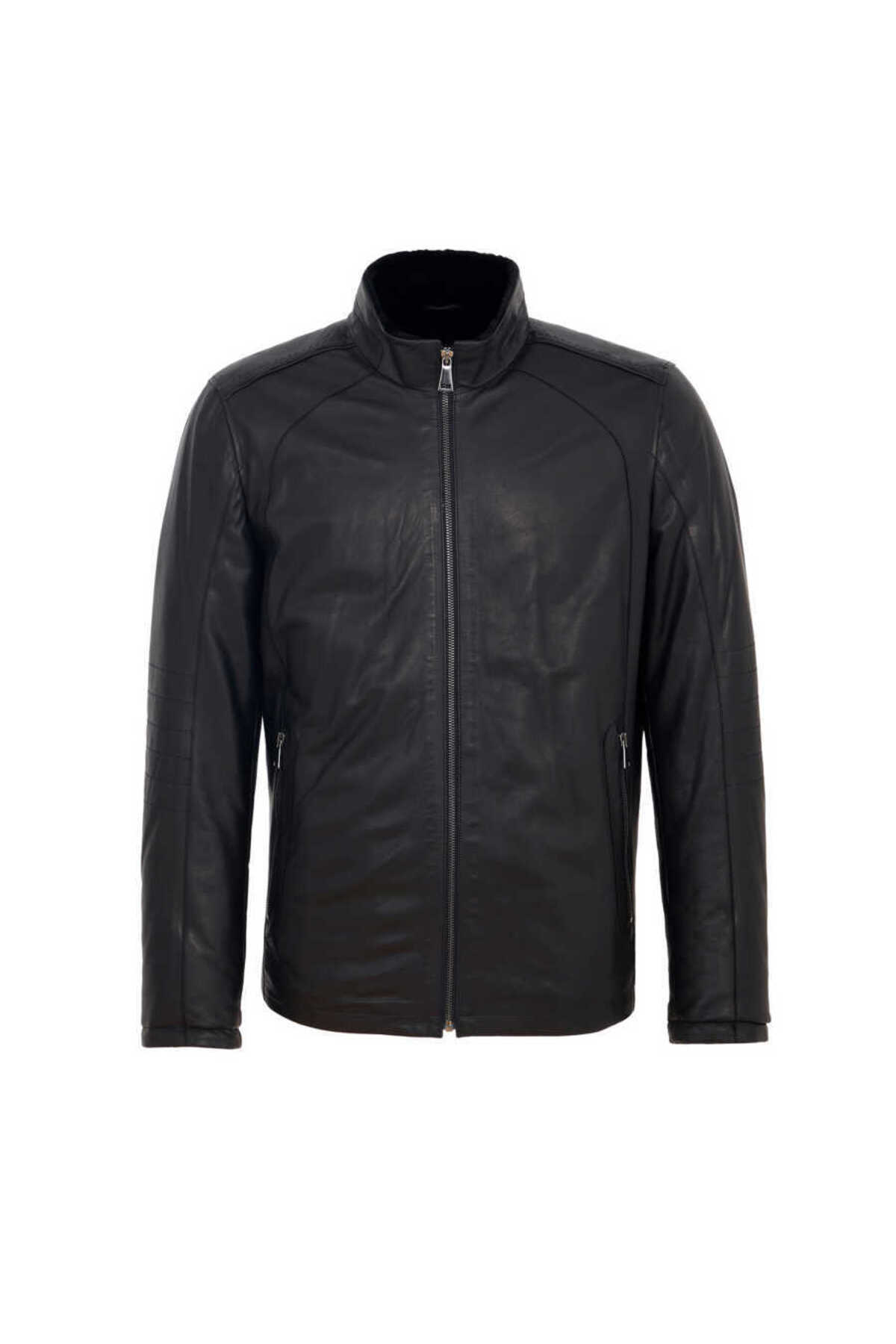 Tergan  Siyah Hakiki Deri Erkek Deri Mont - E23KKM310467-Q3H