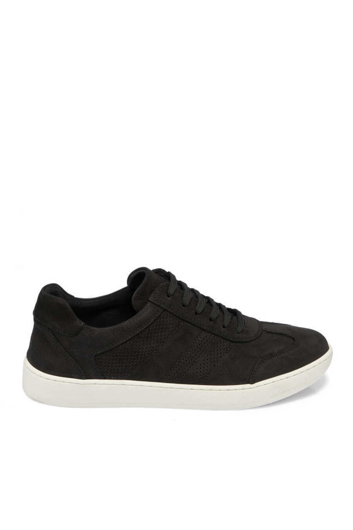 Black Genuine Nubuck Leather Men's Sneaker-E24I1AY56862-A64