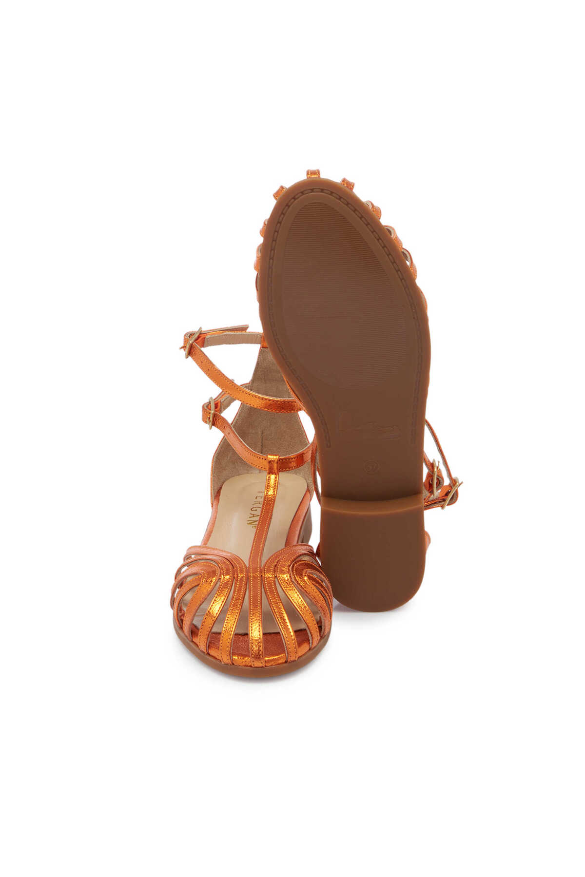 Tergan  Turuncu Hakiki Deri Kadın Sandalet - K25Y1SN67789-M39 - Görsel 5
