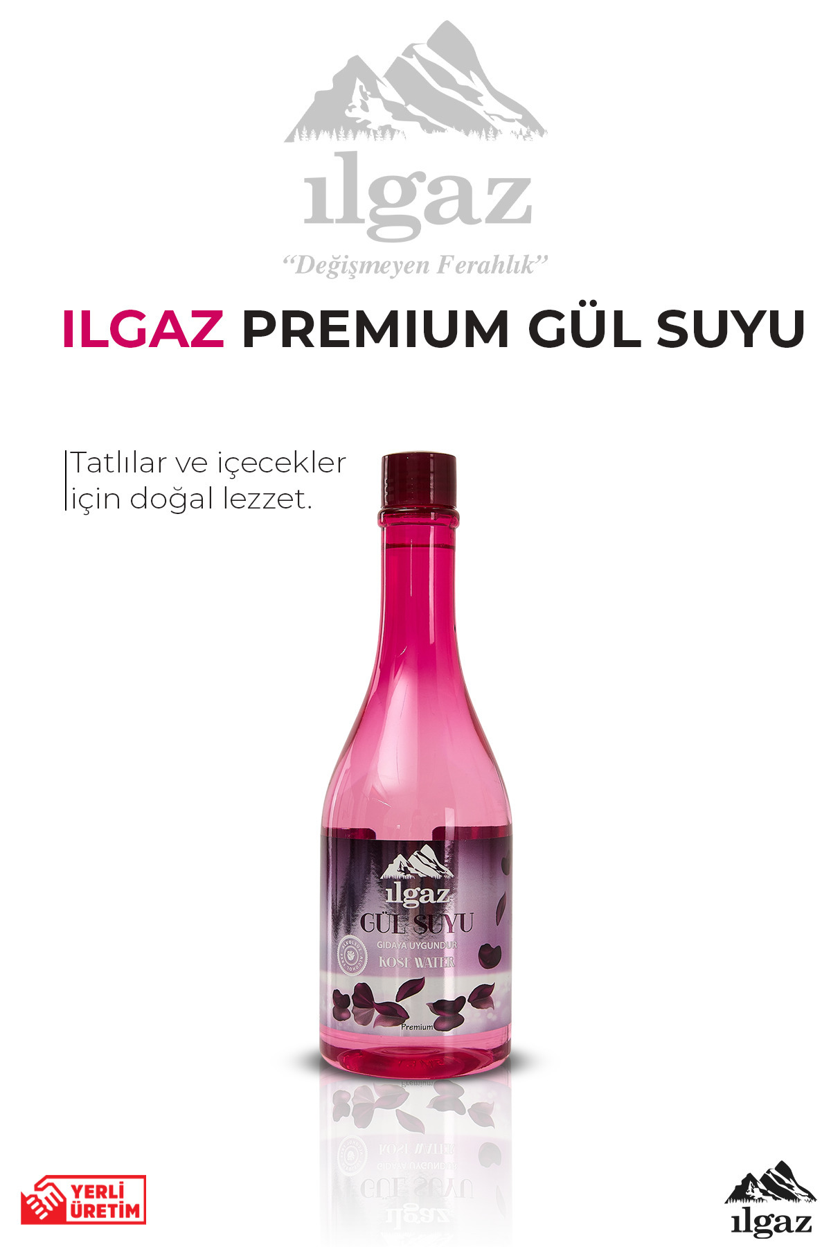 ILGAZ Gıdaya Eklenebilir Ve Içilebilir Gül Suyu 400 ml | Gıdaya Uygun Gül Aromalı