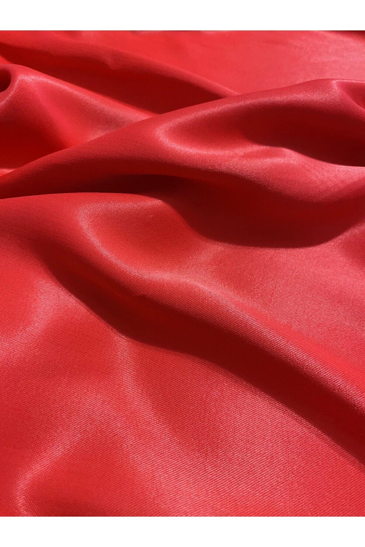 Kahra Collection  Kırmızı 82cm Midi Boy Şık Saten Etek - Görsel 5