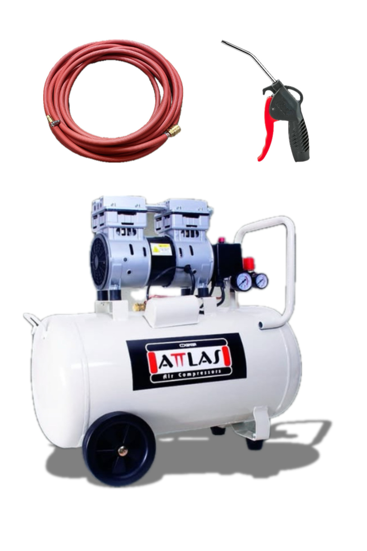 Attlas 50 Litre Yağsız Sessiz Hava Kompresörü Ve 15 Metre Sel Hava