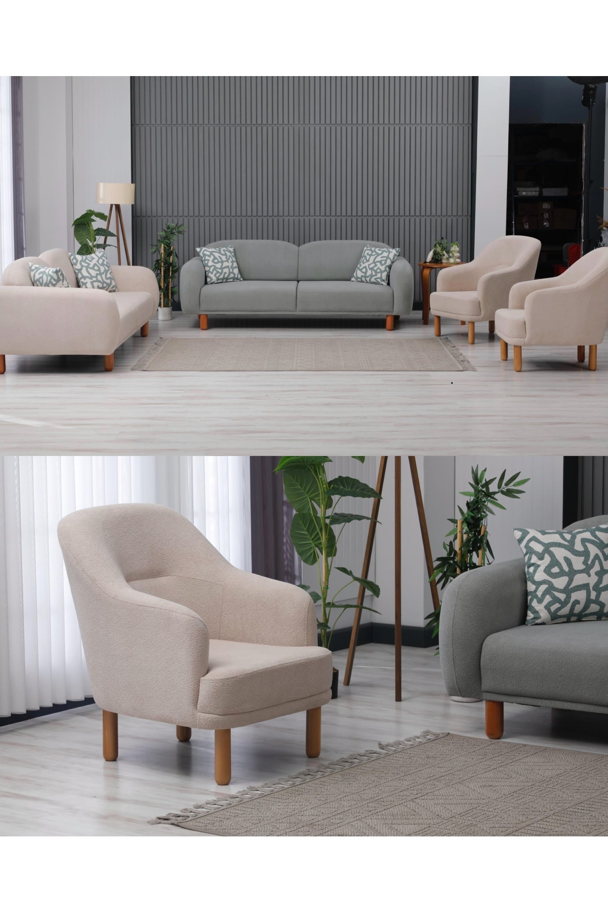 AKÇA Akca Futniture, Bohem Koltuk Takımı, 3+3+1+1 Soft Set