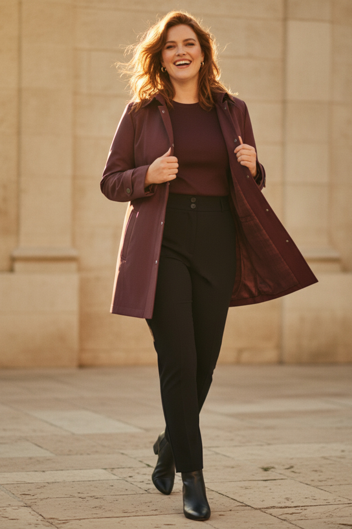 Su İtici Astarlı Büyük Beden Kadın Trençkot – Siyah / Haki / Bordo / Lacivert