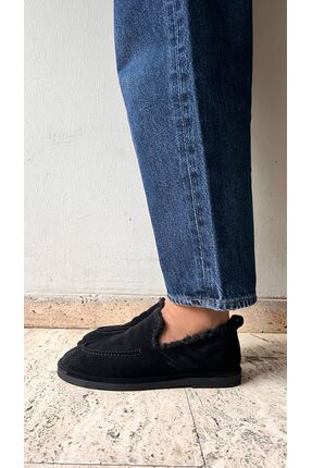 ESSO LA MİA SİMBA İçi Kürklü Kadın LOFER KIŞLIK HAKİKİ DERİ SİYAH SÜET