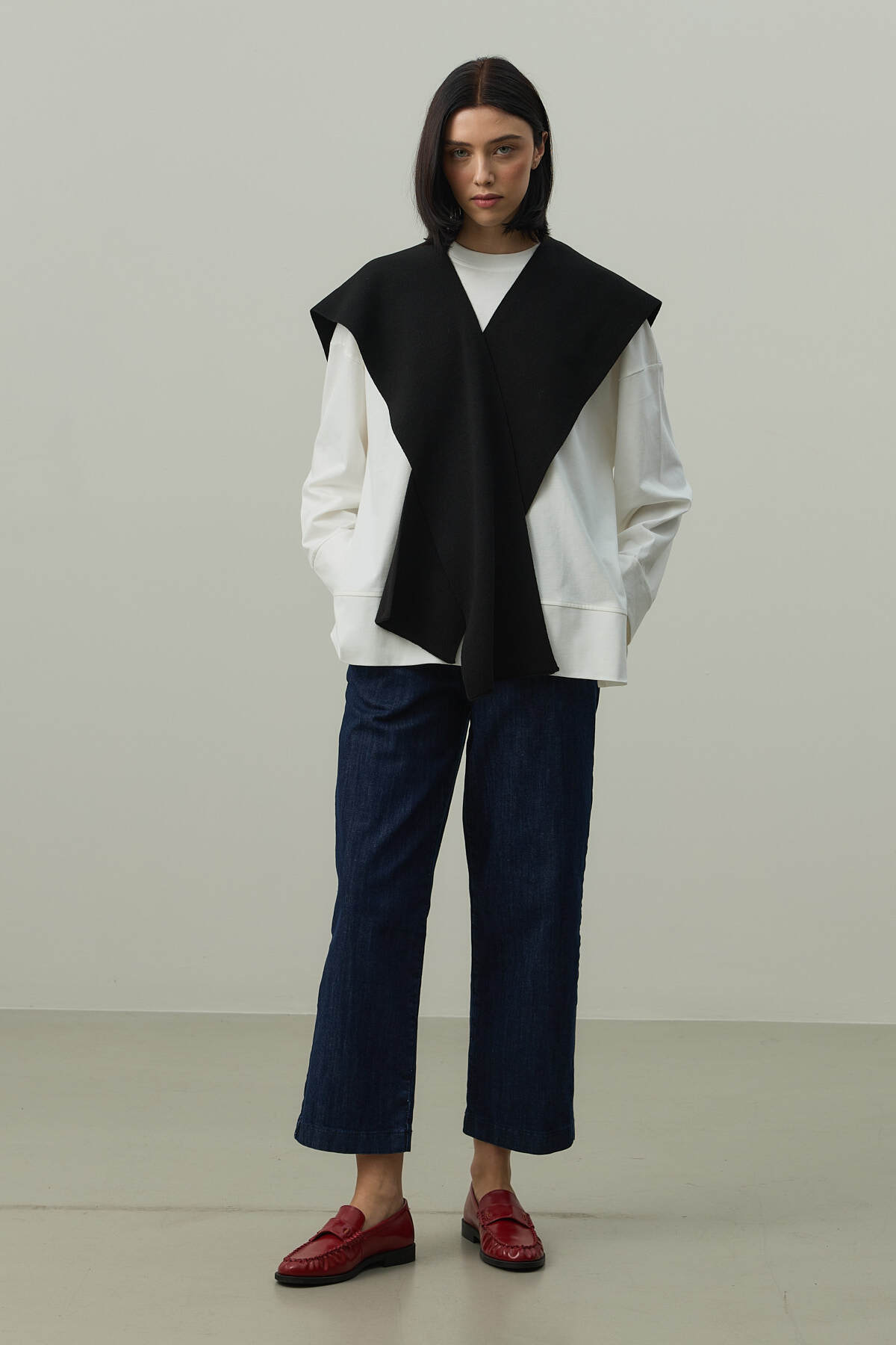 Fahhar Kare Parçalı Atkı Siyah