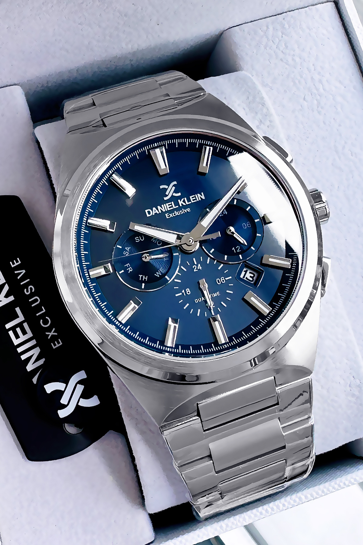 Daniel Klein Exclusive Erkek Kol Saati 3 Atm Su Geçirmez Gümüş Renk Çelik Kordon Hediye Bileklik DKE2134C2