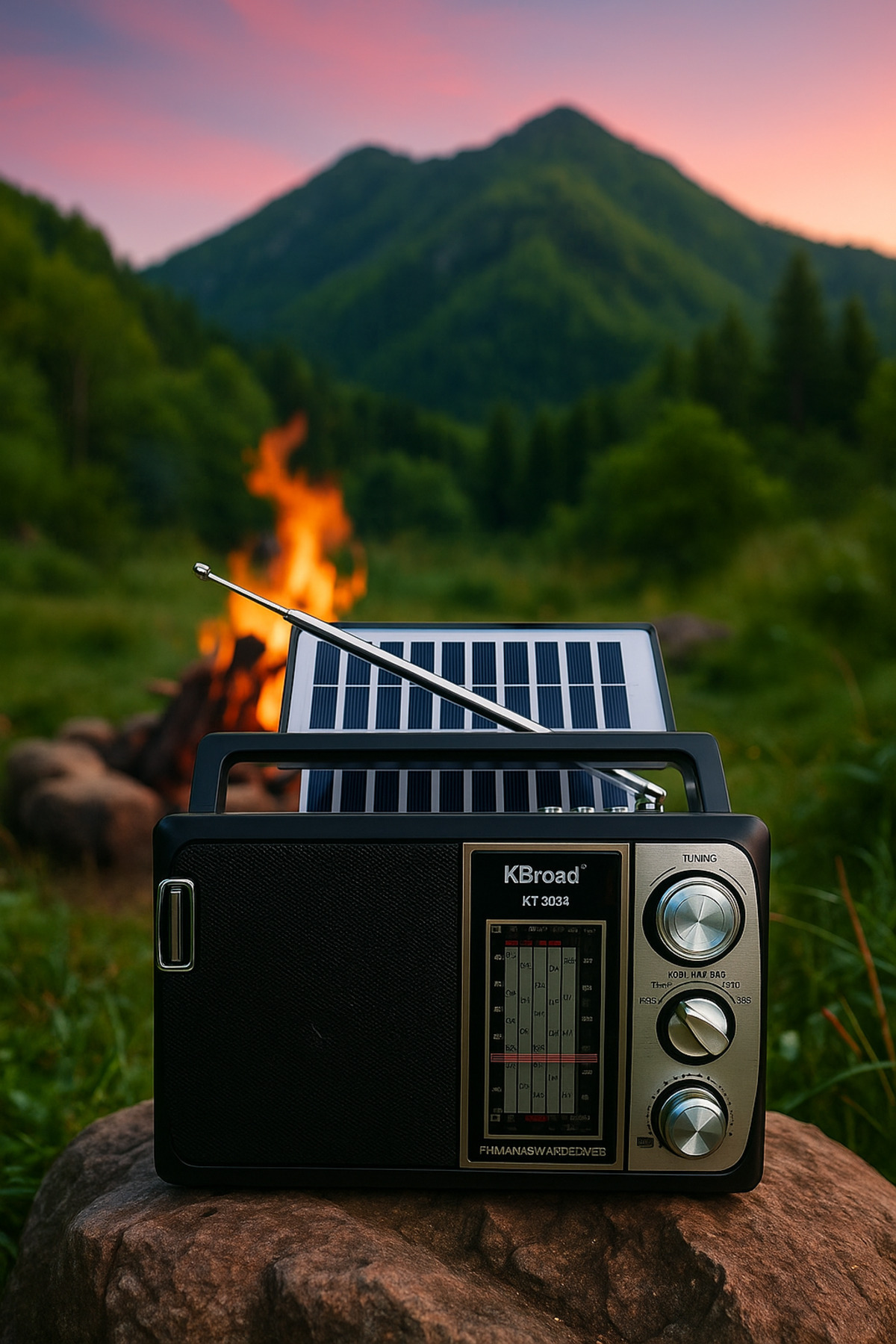 Zineets Güneş Panelli Nostaljik Radyo Fm Ahşap Görünümlü Bluetooth Hoparlör Ahşap Renk Vintage Işıklı Usb Sd
