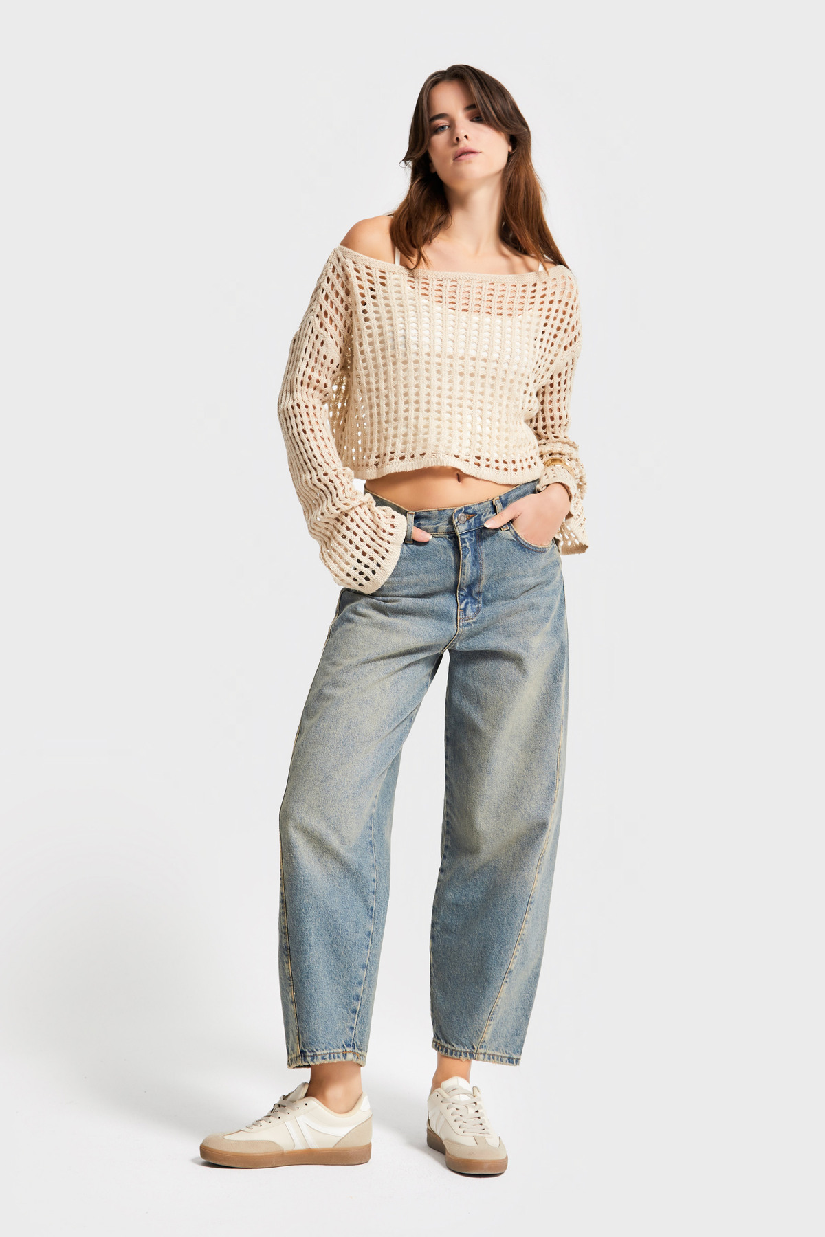 it's basic  Kadın T.Kot Rengi Venüs 2s5-65 Carrot Fit Rahat Kesim %100 Koton Denim Jean - Görsel 4