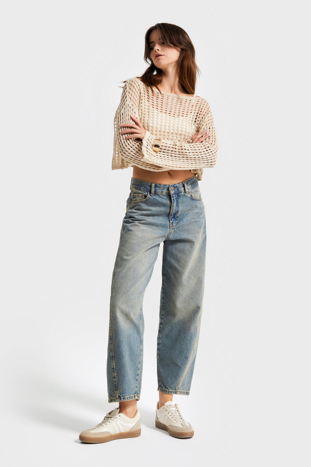 it's basic  Kadın T.Kot Rengi Venüs 2s5-65 Carrot Fit Rahat Kesim %100 Koton Denim Jean - Görsel 7