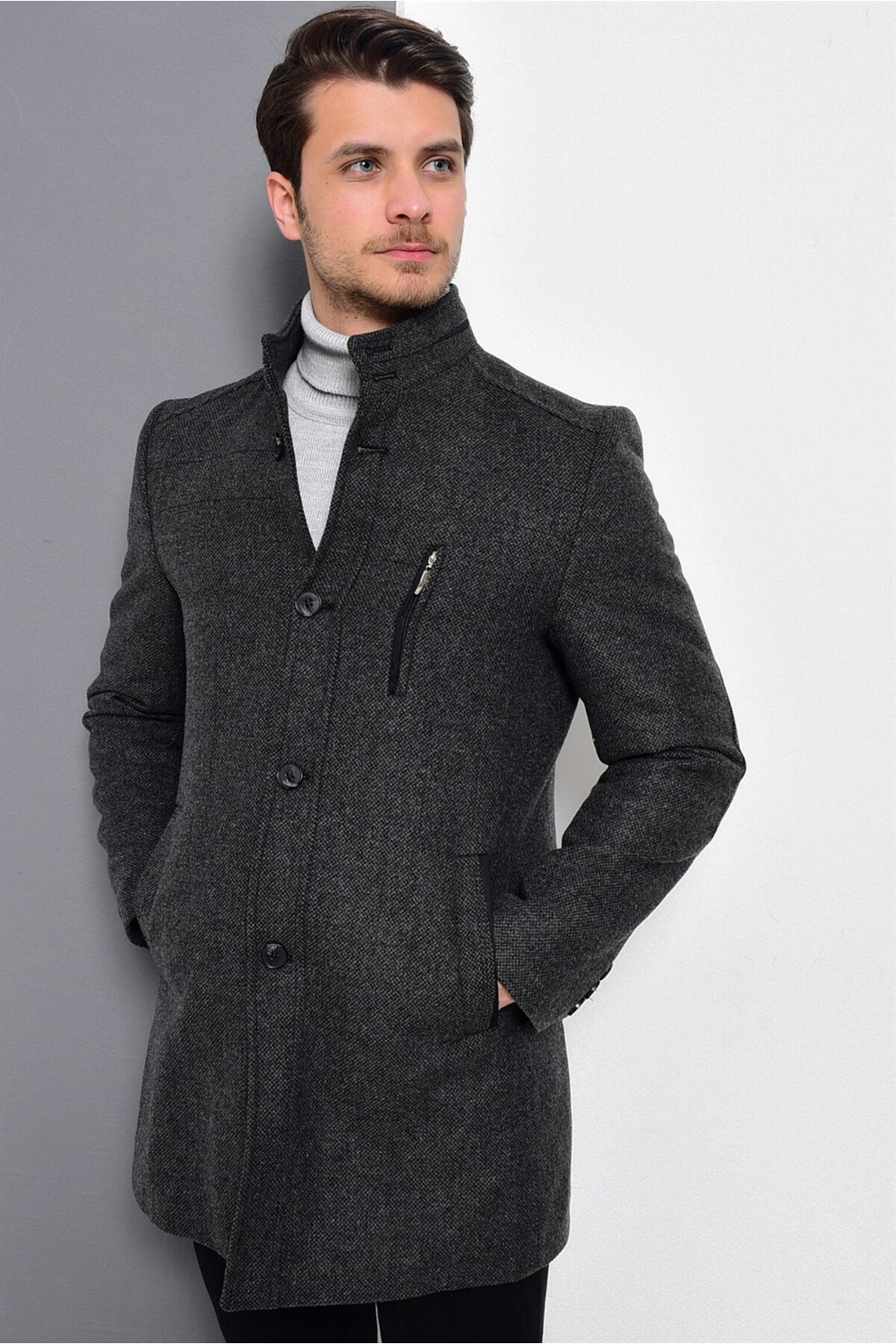PLT8386 ERKEK PALTO-DESENLİ ANTRASİT — خاکستری PLT8386 DEWBERRY OVERCOAT — تصویر 6 از 6