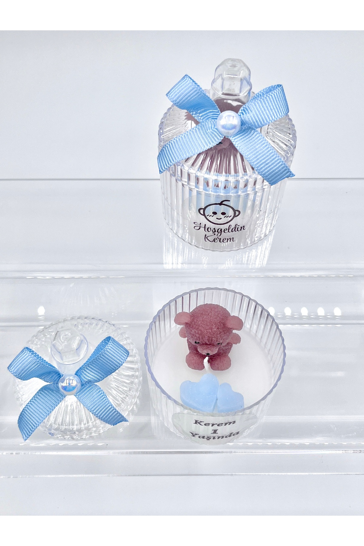 EvremStore Baby Shower, Doğum Günü, Mevlüt Bebek Ayıcıklı Kalpli Hediyelik Mum 10 Adet fotoğrafı 3 (önizleme)