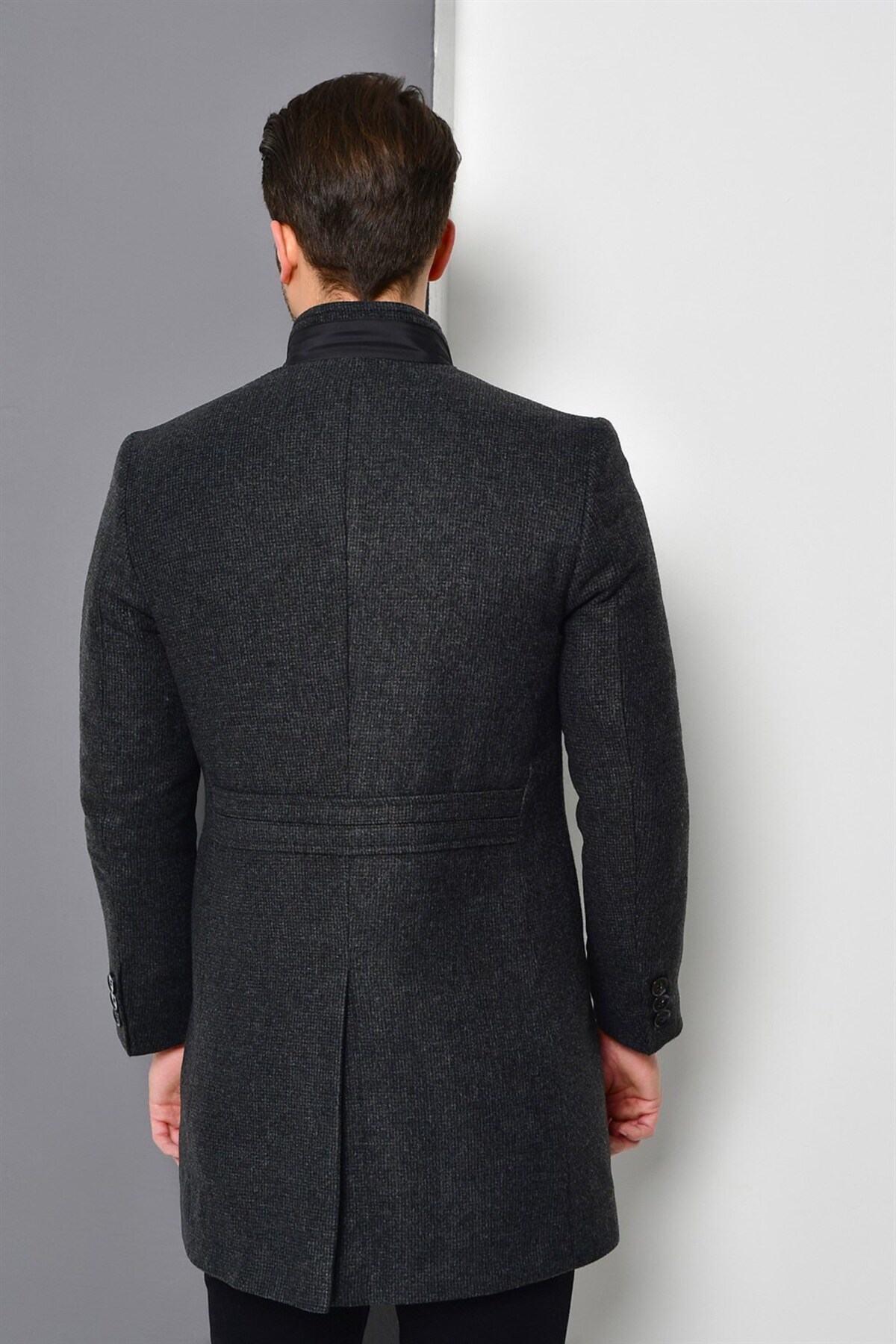 PLT8367 ERKEK PALTO-DESENLİ ANTRASİT — خاکستری PLT8367 DEWBERRY OVERCOAT — تصویر 4 از 5