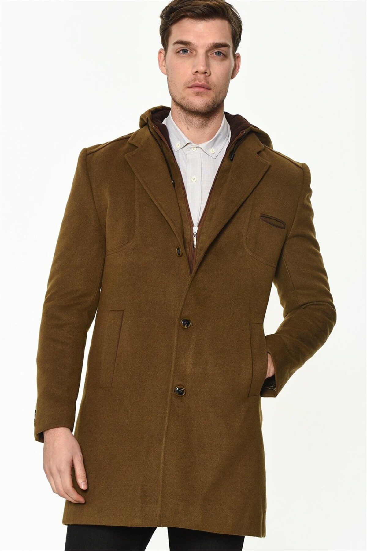 Dewberry PLT8371 DEWBRRY ERKEK PALTO-CAMEL — قهوه‌ای PLT8371 DEWBERRY OVERCOAT