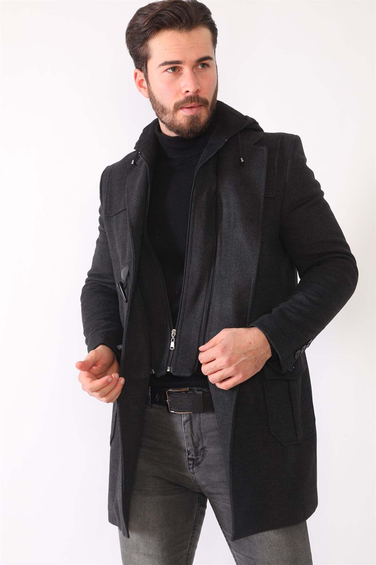 روپوش مردانه PLT8373 DEWBERRY - ANTHRACITE — خاکستری PLT8373 DEWBERRY OVERCOAT — تصویر 4 از 8