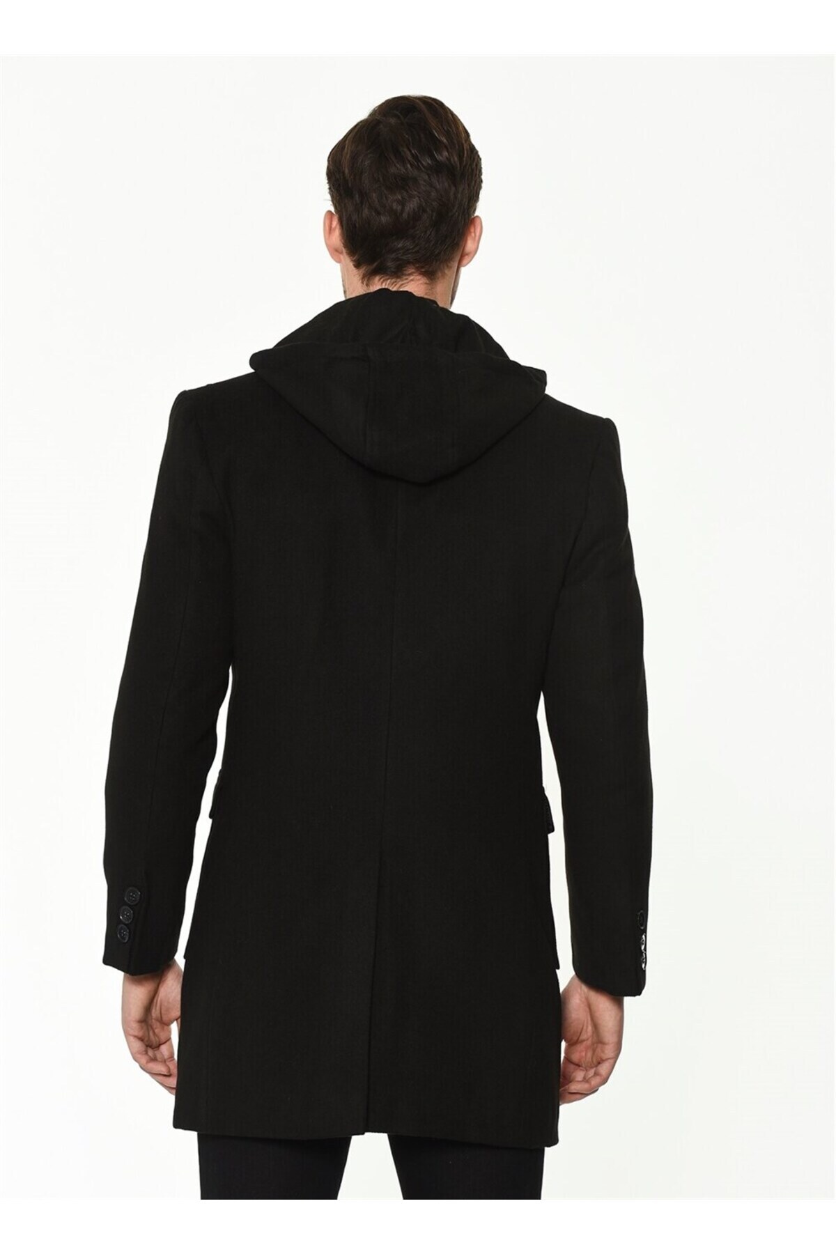 Erkek Palto Kaşe Sıcak Tutan Şık Günlük Klasik Trend Model — مشکی PLT8373 DEWBERRY OVERCOAT — تصویر 3 از 5