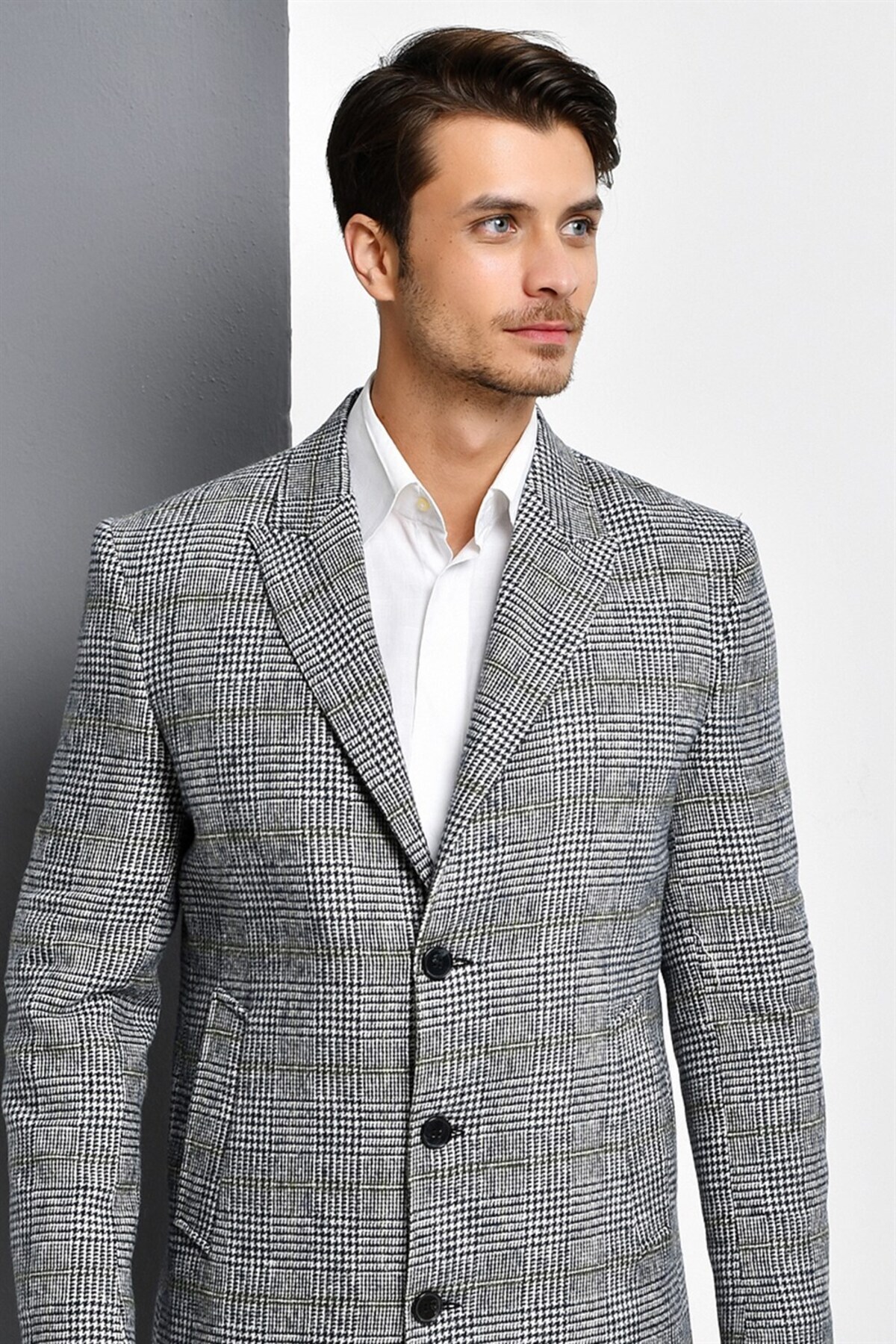 مانتو مردانه PLT8390 - خاکستری PLAID — خاکستری PLT8390 DEWBERRY OVERCOAT — تصویر 5 از 5