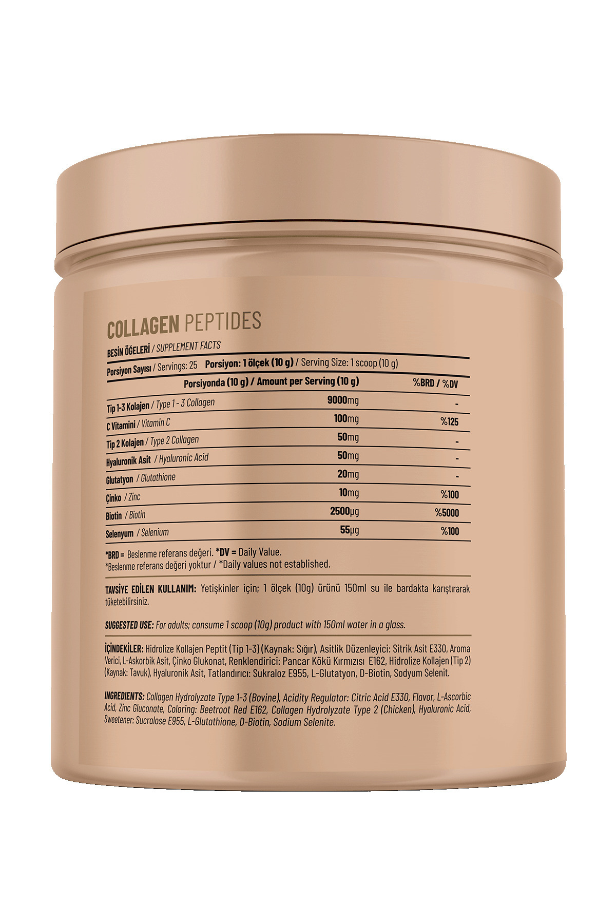 Proteinocean Raspberry Collagen - 6 Vitamin Added, Type 1,2,3 - 250g 25 Servings