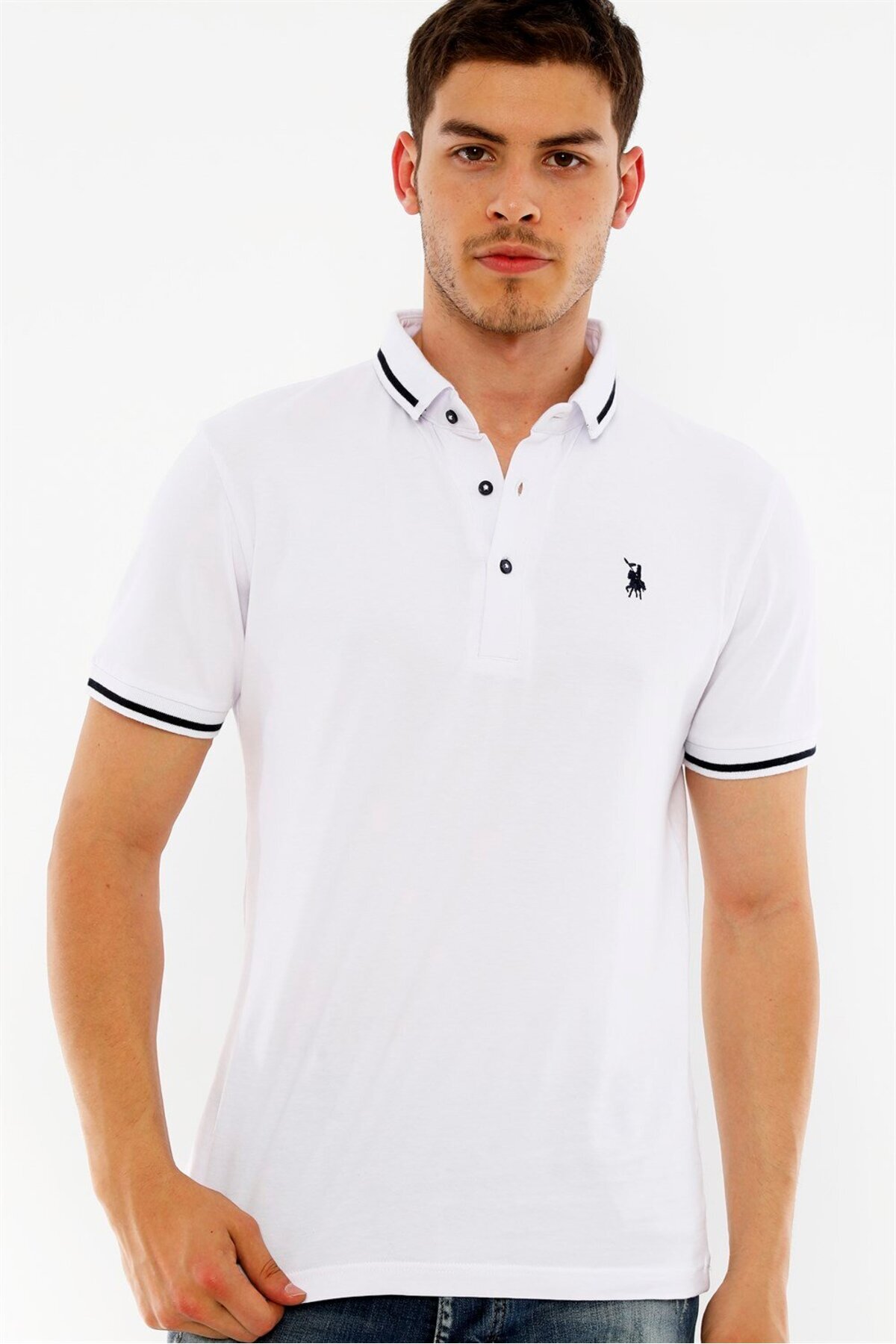 دوبری تی‌شرت یقه پولو مردانه T8586 - سفید