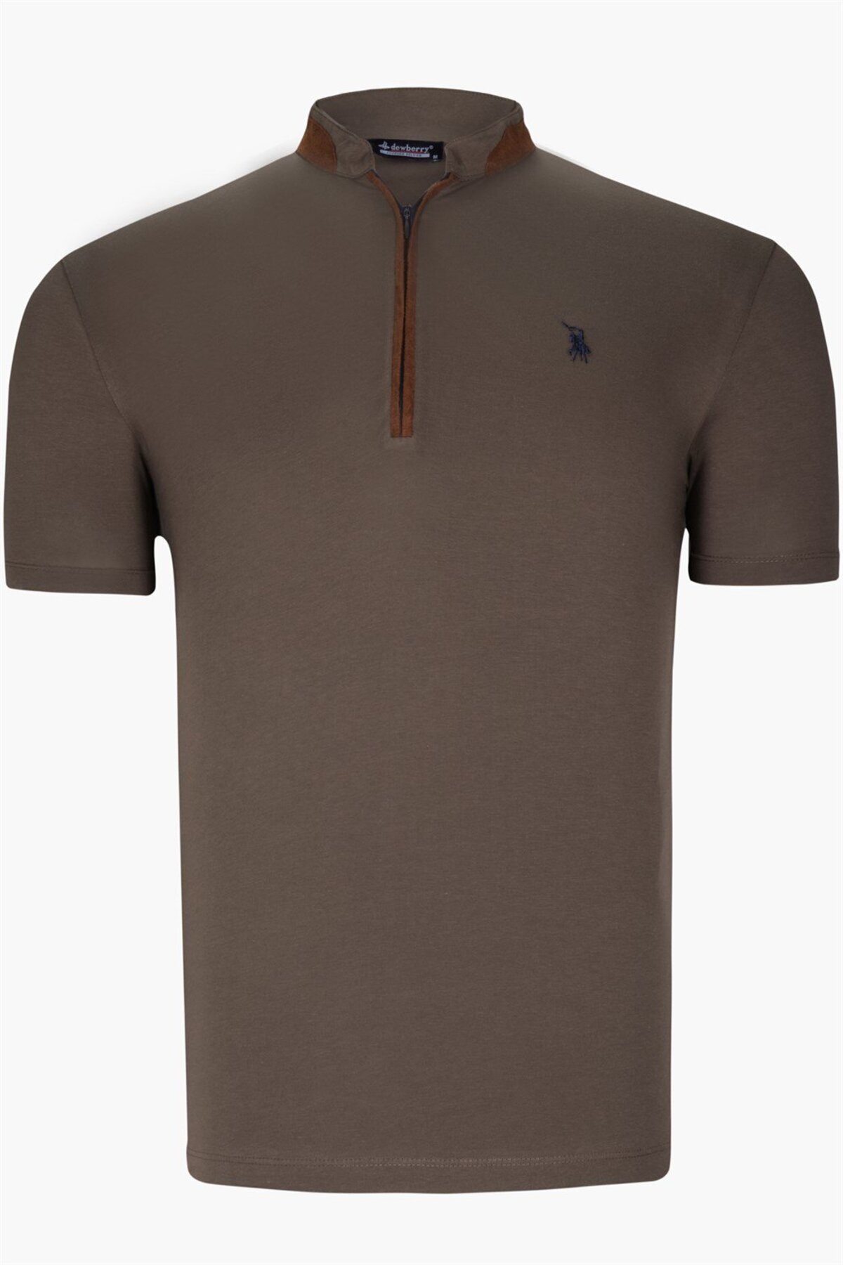 دوبری تی‌شرت مردانه زیپ‌دار T8571 - خاکی تیره