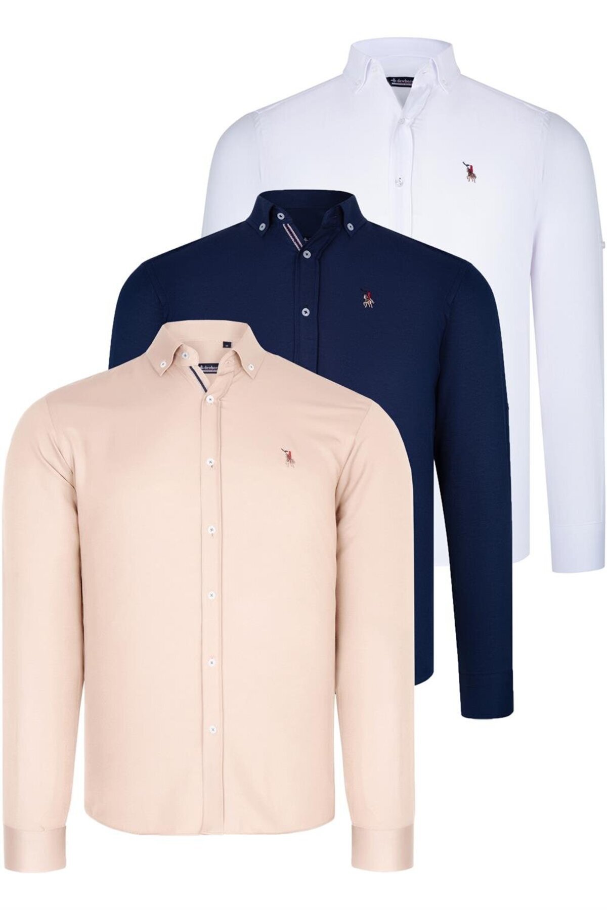 دوبری ست سه تکه پیراهن مردانه G674 DEWBERRY - سرمه‌ای - سفید - بژ