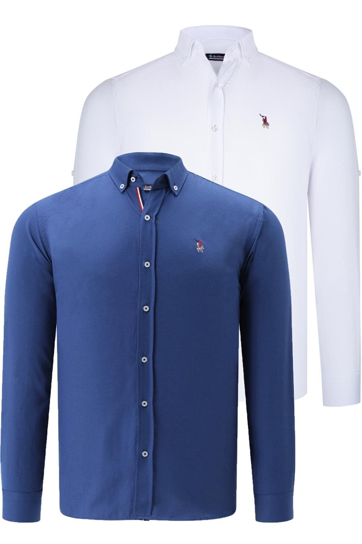 دوبری پیراهن مردانه دو تکه G674 طرح DEWBERRY - سفید - نیلی