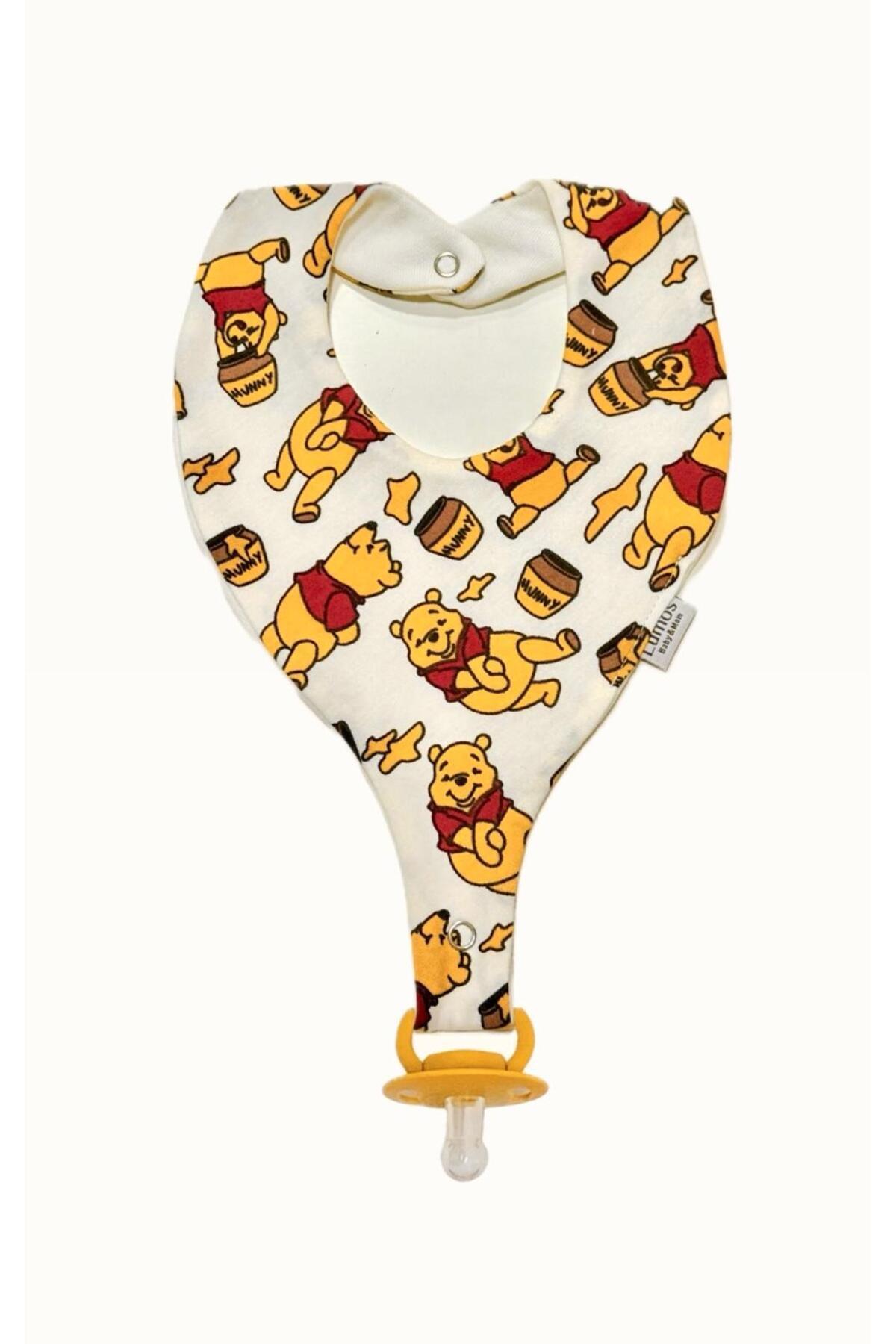 Lumos Trade Emzik Tutucu Mama Önlüğü - Winnie The Pooh Desenli %100 Pamuk Kumaş Emzik Askısı fotoğrafı 3 (önizleme)
