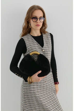 Fatma Atasoy İnci Düğmeli Siyah Tüvit Jile
