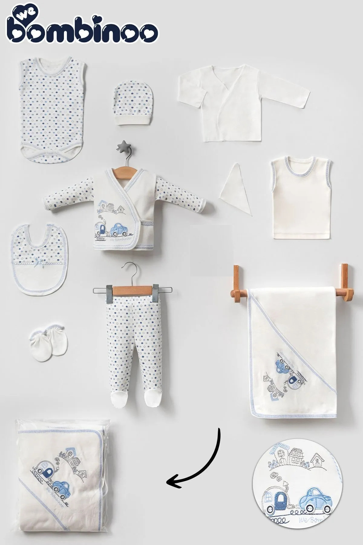ست نوزادی  arabalı mavi