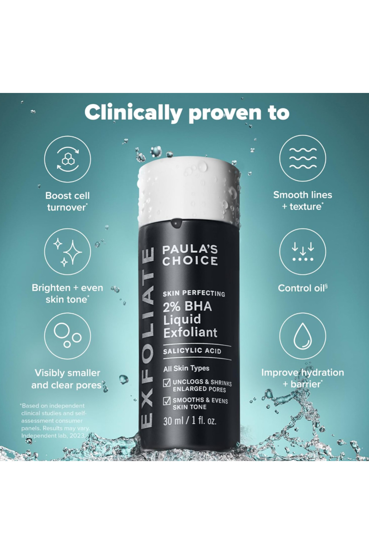 Skin Perfecting 2% BHA Liquid Salicylic Acid Exfoliant, Gentle Facial Exfoliator for Blackheads 1fl Supplements, — gh6tgf — تصویر 2 از 7