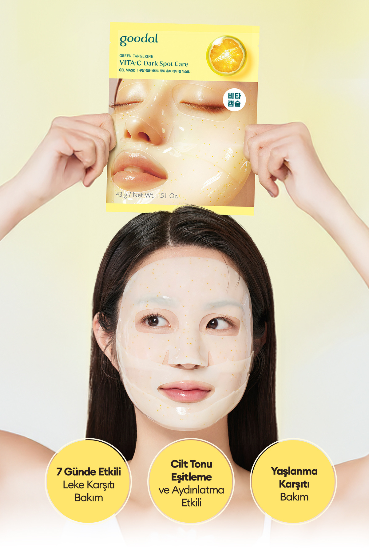 Yeşil Mandalina Özlü Leke Karşıtı Jel Maske Green Tangerine Vita C Dark Spot Care Gel Mask — 8298 — تصویر 5 از 8