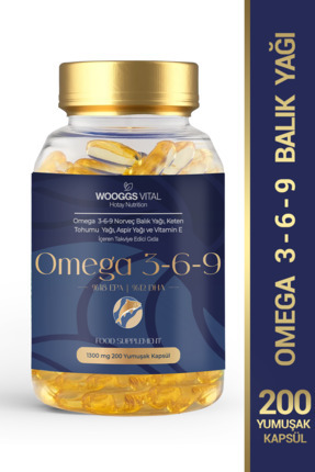 Hotay Nutrition Wooggs Vital Omega 3-6-9 Norveç Balık Yağı , Keten Tohumu Yağ...