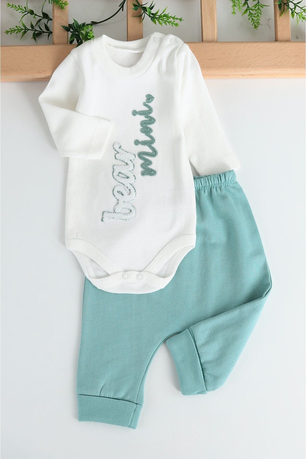 Ege Bebek Erkek Bebek Mini Bear Desenli 3 Parça Mevsimlik Zıbın Takımı / Alt Üst Takım Yenidoğan fotoğrafı 3 (önizleme)