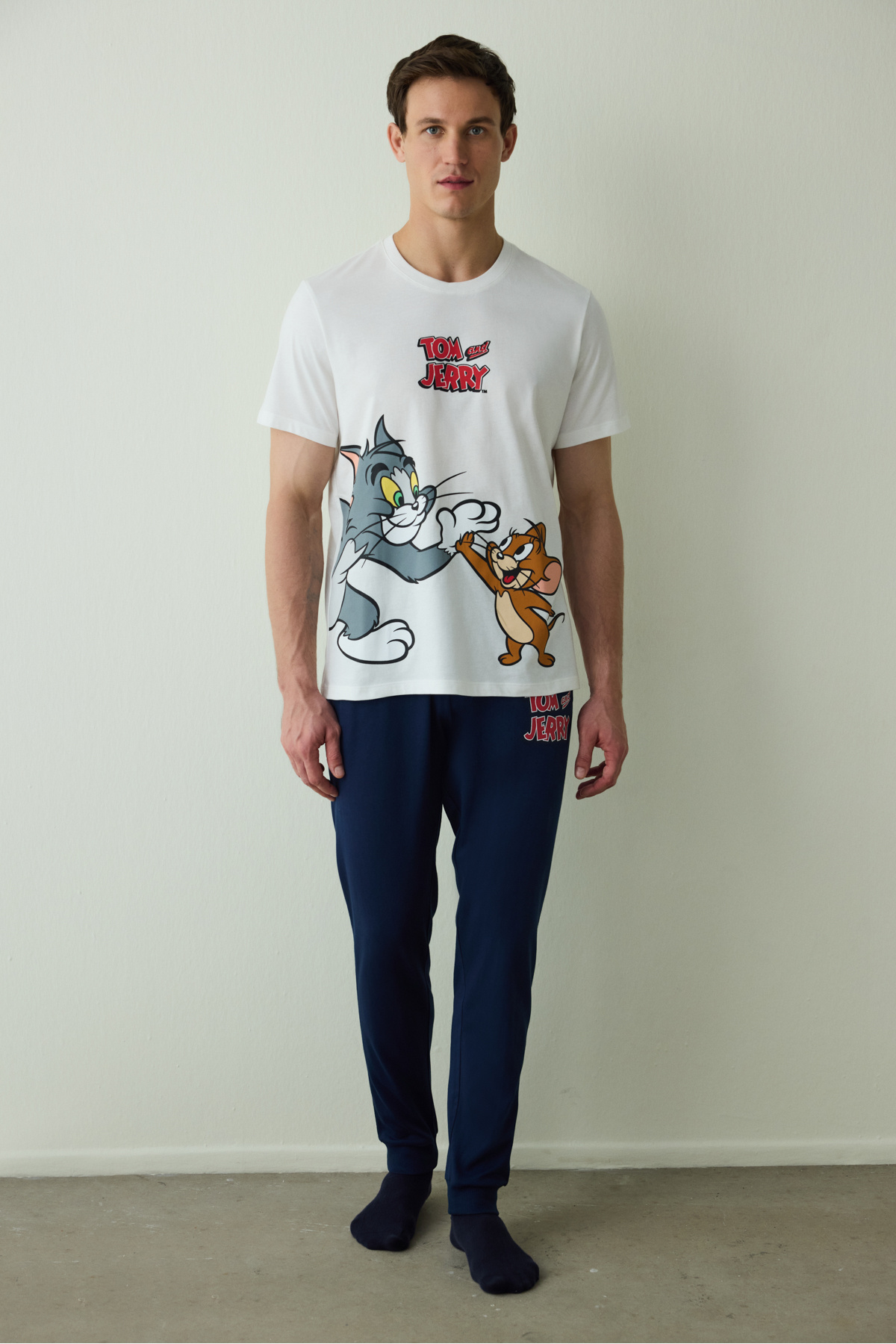 Penti Erkek Tom&Jerry Slogan Baskılı Kısa Kollu Pijama Takımı