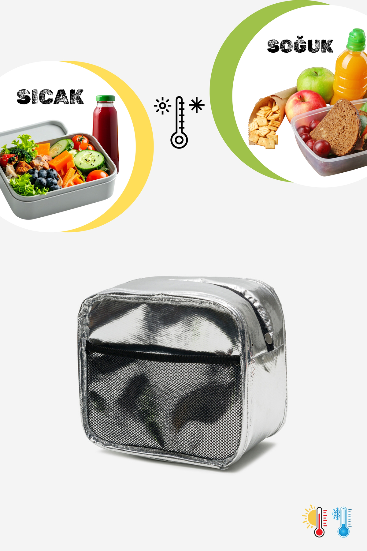 visees Termal Isı Yalıtımlı Su Geçirmez Yemek Taşıma Beslenme Çantası ve Biberon Çantası fotoğrafı 6 (önizleme)