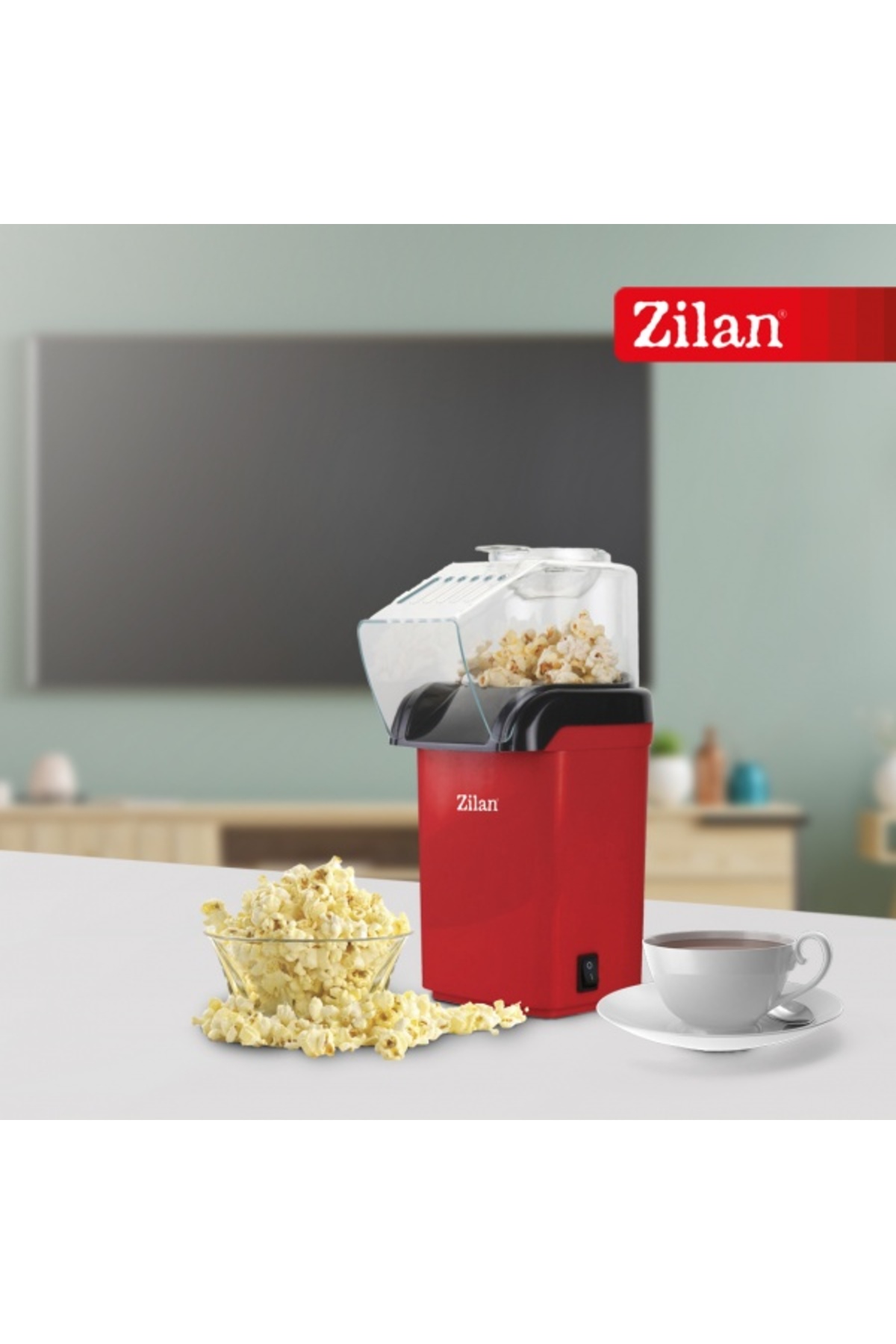 Zilan Aparat de popcorn ZLN8046, Red Power 1200W, sistem cu jet de aer cald