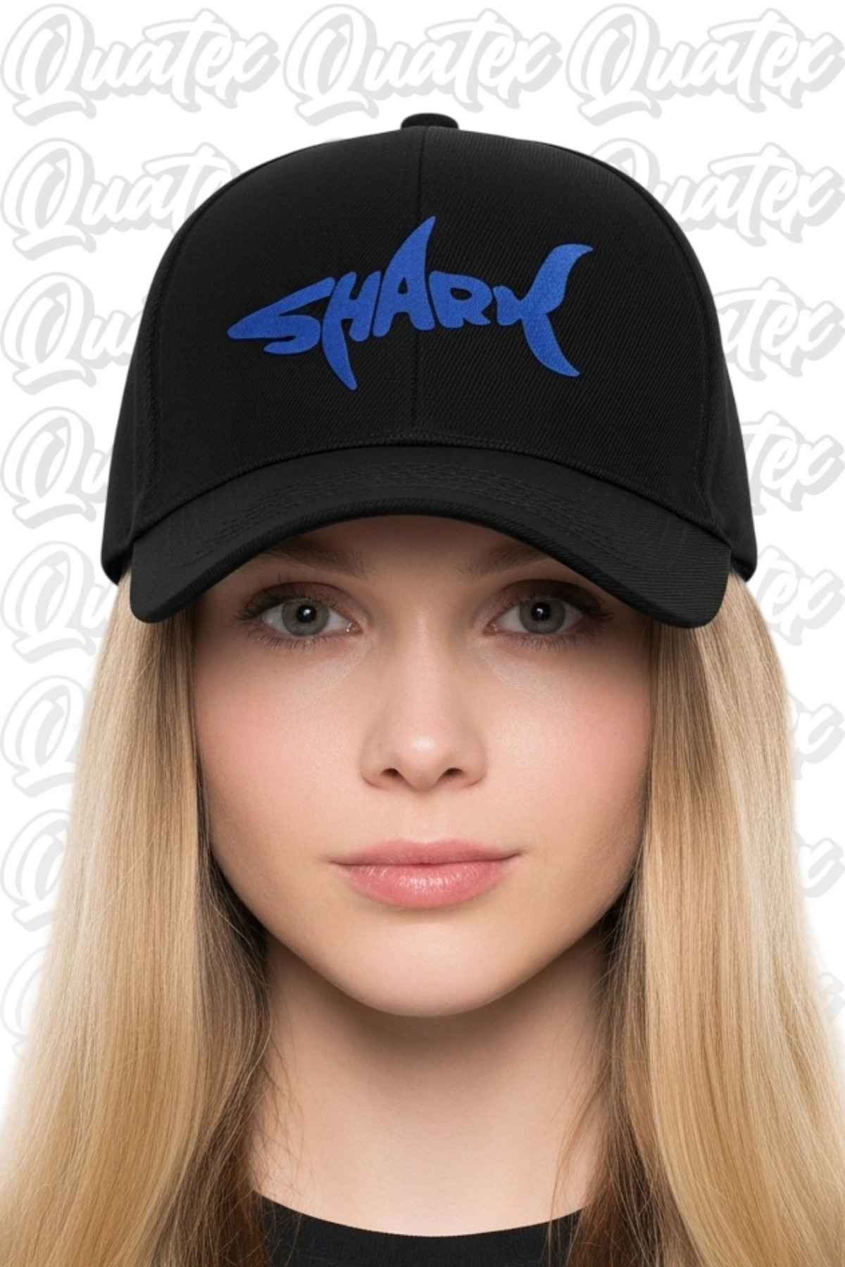 QUATEX Shark Nakışlı Şapka, Siyah %100 Pamuk Gabardin Unisex Model görsel 2