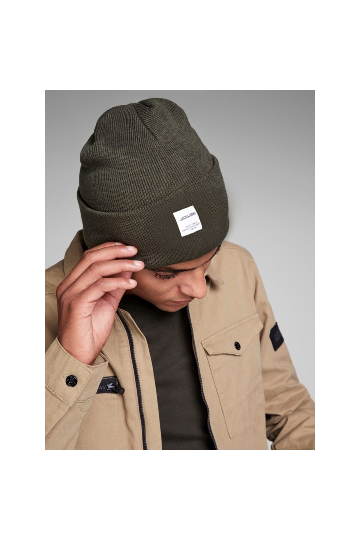 برت/کلاه بافتنی مردانه راسته | جک اند جونز Jack & Jones 12150627-GREEN - تصویر 3