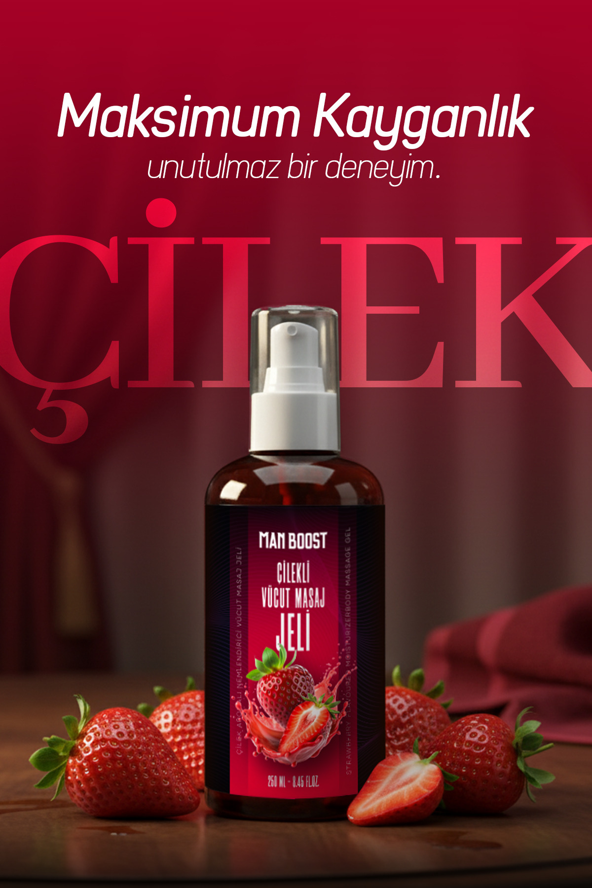 ManBoost Su Bazlı Çilek Aromalı Masaj Jeli - 250 ML