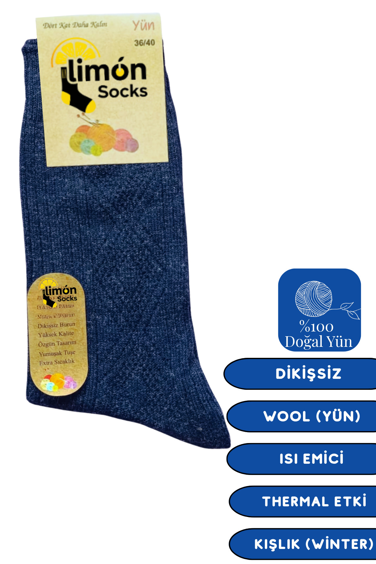Kışlık Lambswool Yün Çorabı (5 Çift) Kadınlar Için Termal Özellikli (kuzu Yünlü) Kalın Çorap — görsel 6