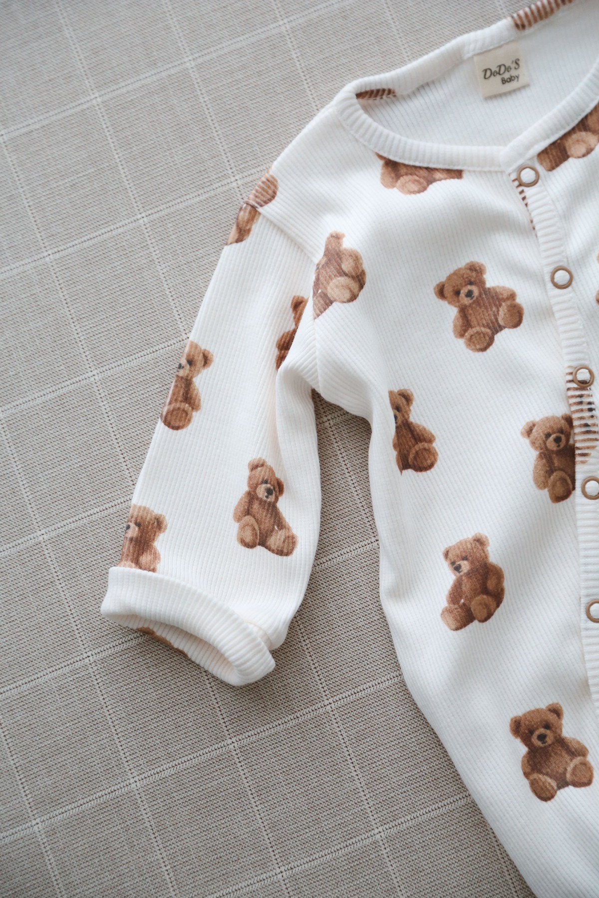 DoDo'S Baby Sevimli Ayıcık Teddy Desen Organik Kaşkorse Bebek Tulum fotoğrafı 5 (önizleme)