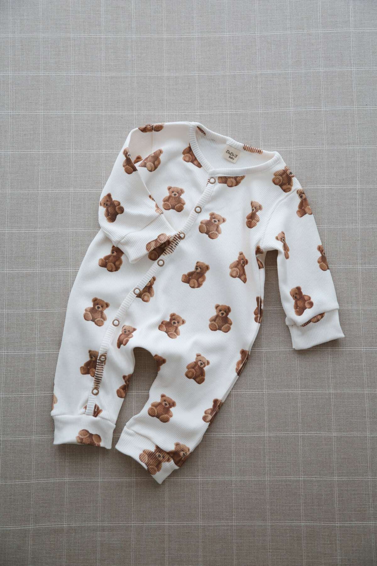 DoDo'S Baby Sevimli Ayıcık Teddy Desen Organik Kaşkorse Bebek Tulum fotoğrafı 7 (önizleme)