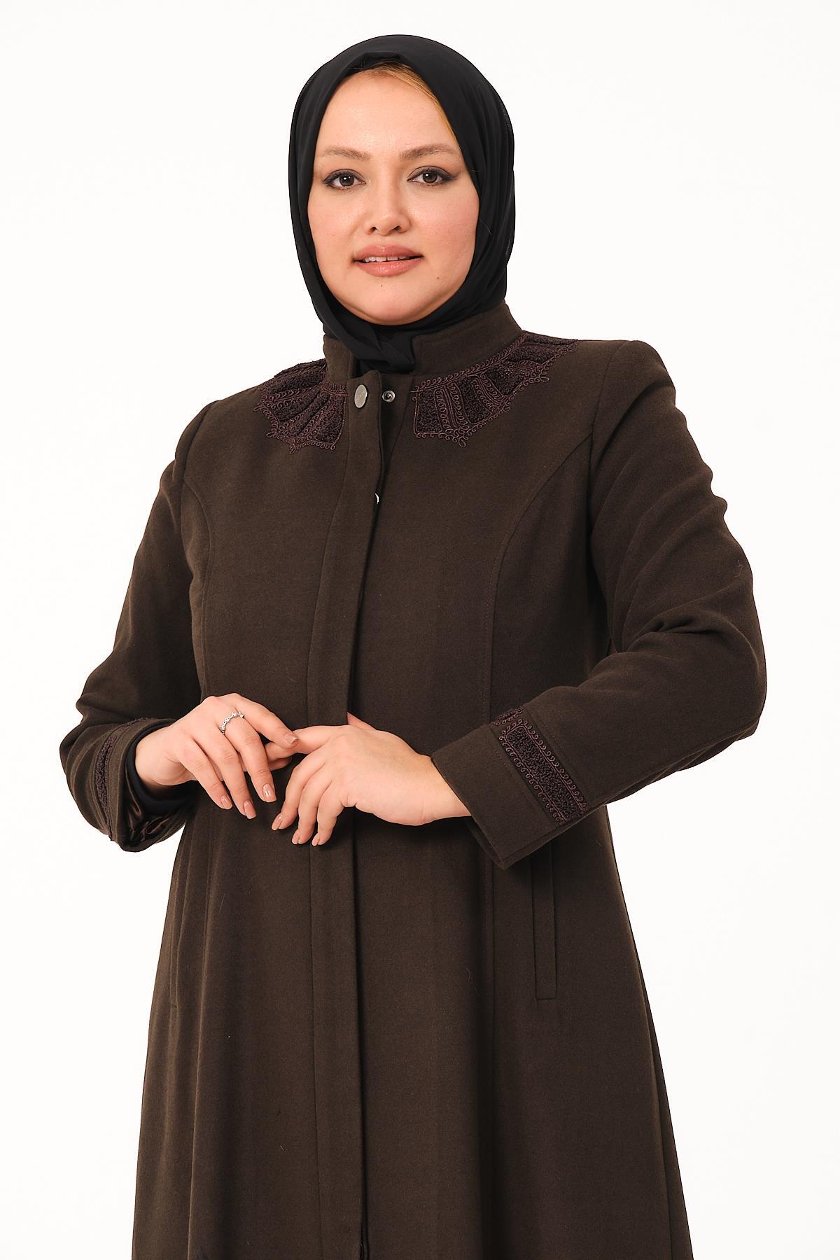 GLR&GYM  MİLENA KADIN BÜYÜK BEDEN KIŞLIK KAŞE MANTO - Görsel 7