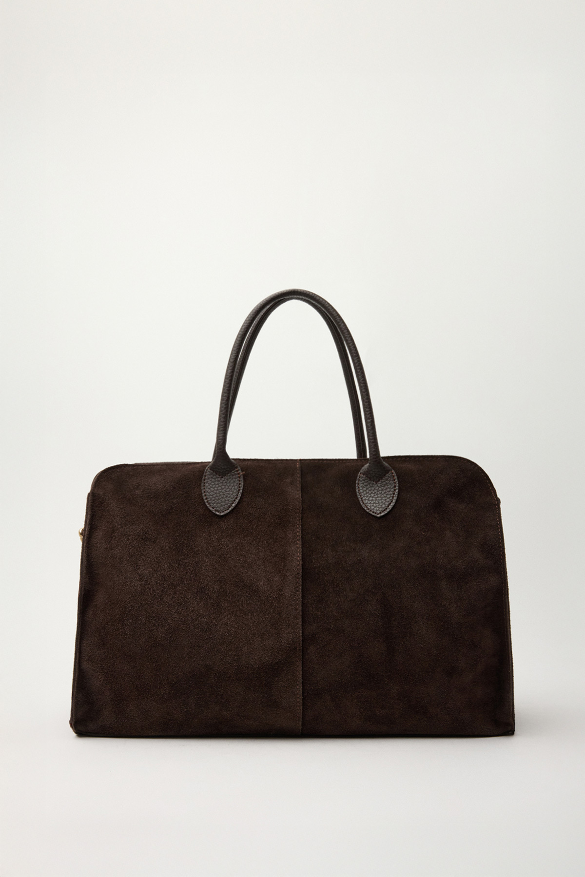 Brown, 100% Genuine Suede Leather Zipper Closure and Inner Pocket Detail Women's Shoulder Bag